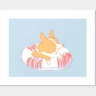 Corgi Pooltime Posters and Art